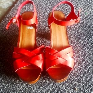 70s boho red platform sandals